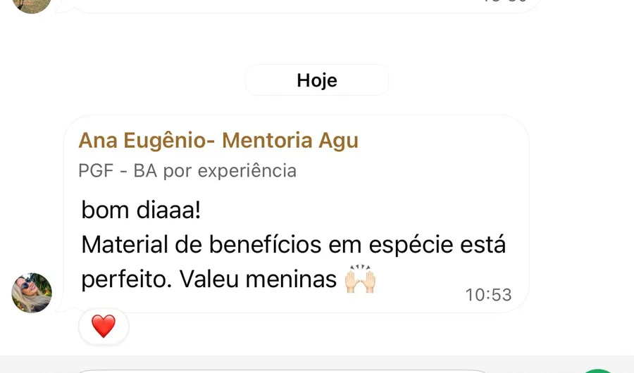 Mensagem de um aluno da Foco Procuradorias
