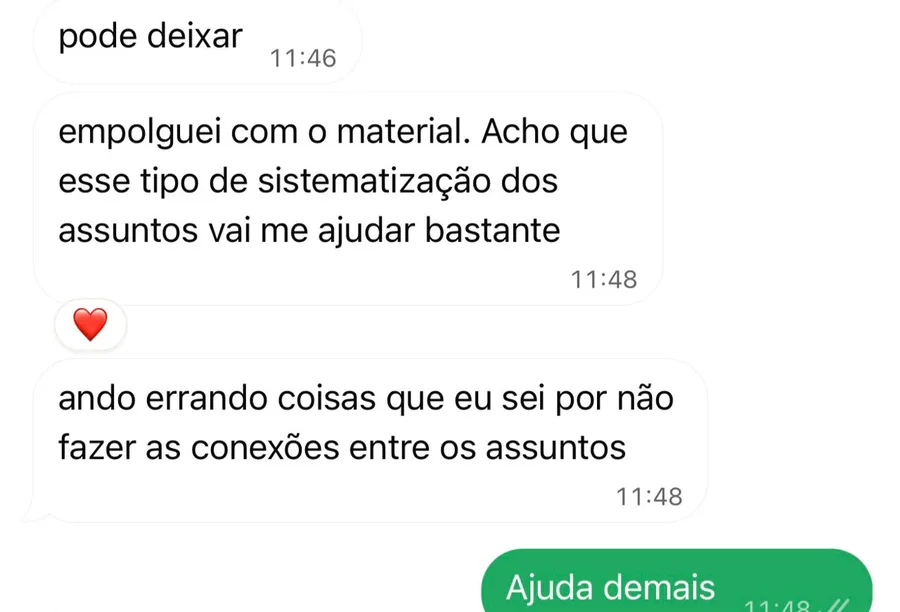 Mensagem de um aluno da Foco Procuradorias