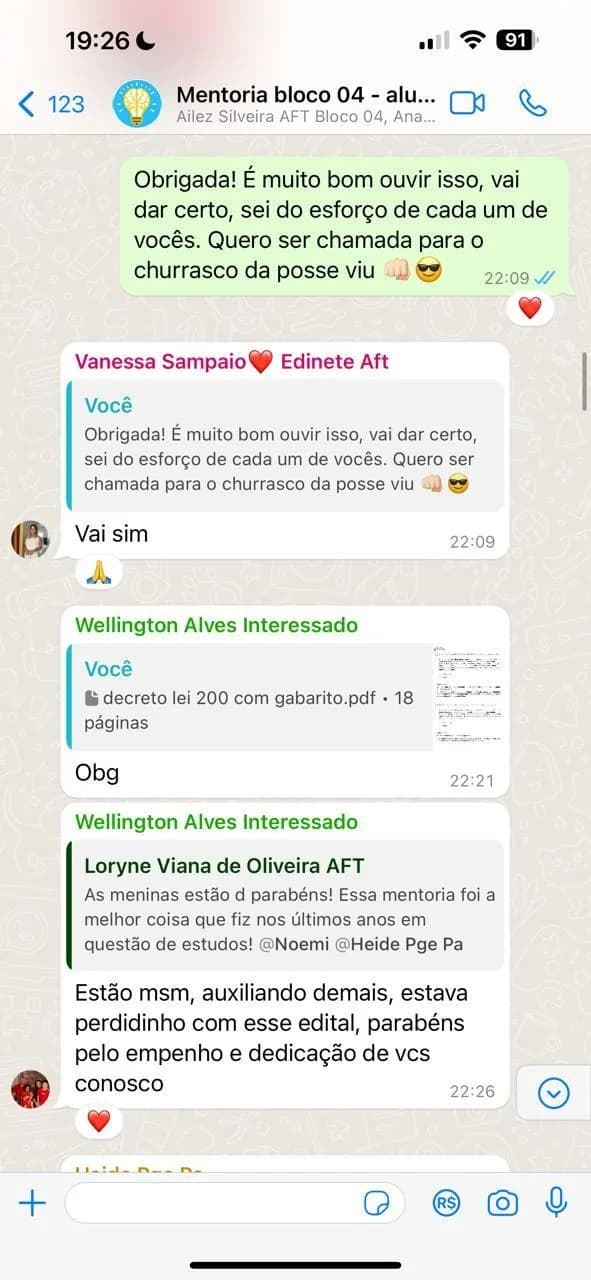 Mensagem de um aluno da Foco Procuradorias