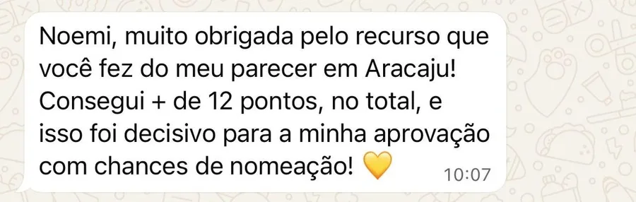 Mensagem de um aluno da Foco Procuradorias