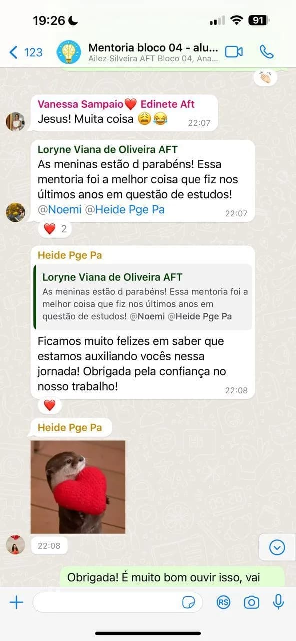 Mensagem de um aluno da Foco Procuradorias