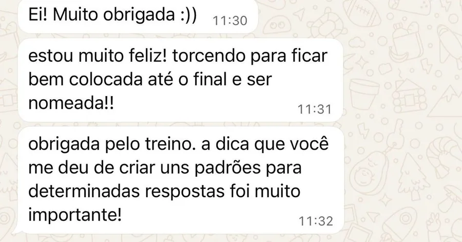 Mensagem de um aluno da Foco Procuradorias