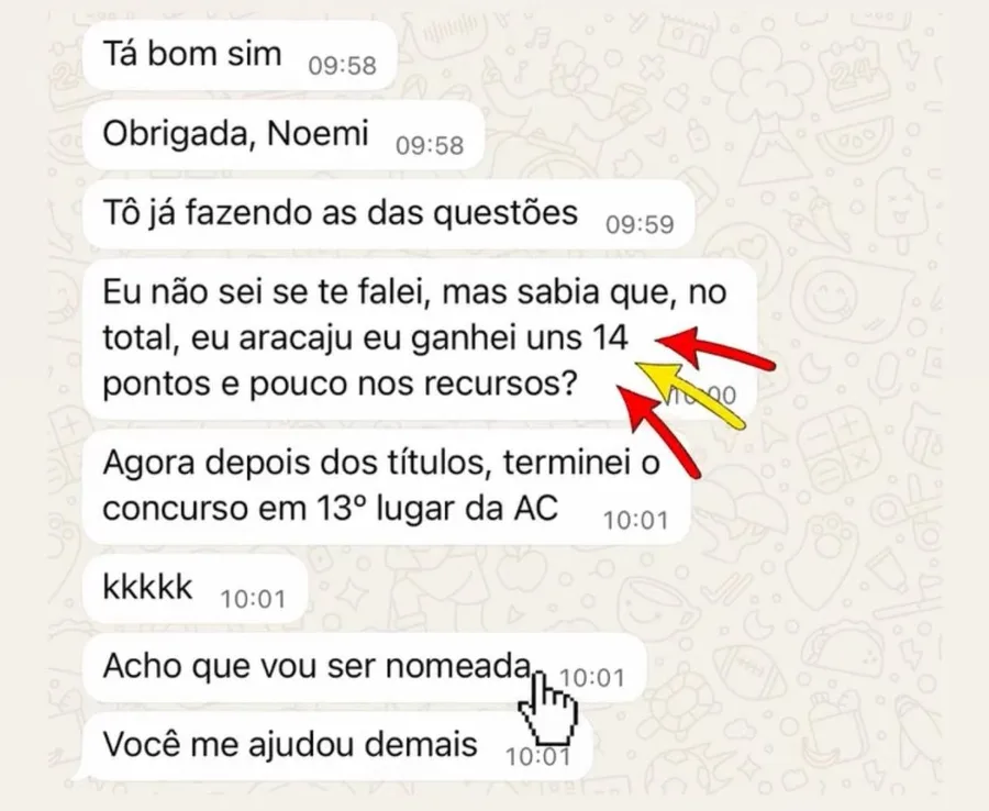 Mensagem de um aluno da Foco Procuradorias