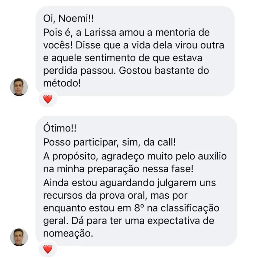 Mensagem de um aluno da Foco Procuradorias