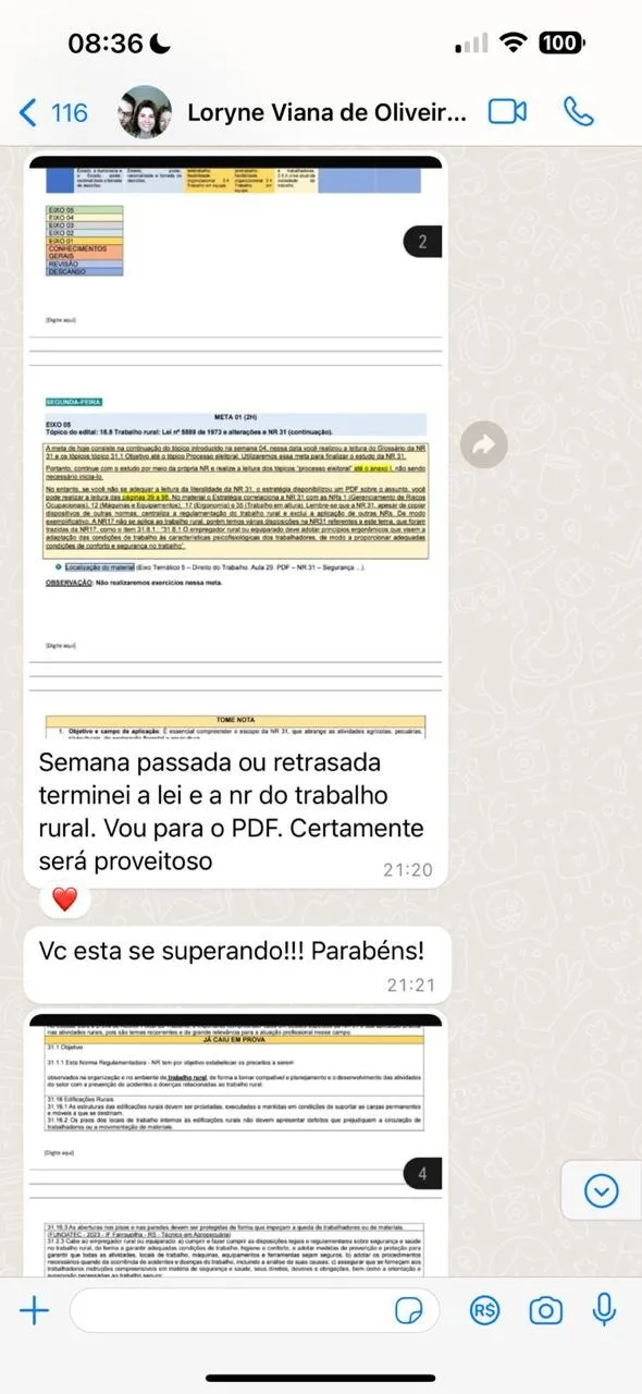 Mensagem de um aluno da Foco Procuradorias