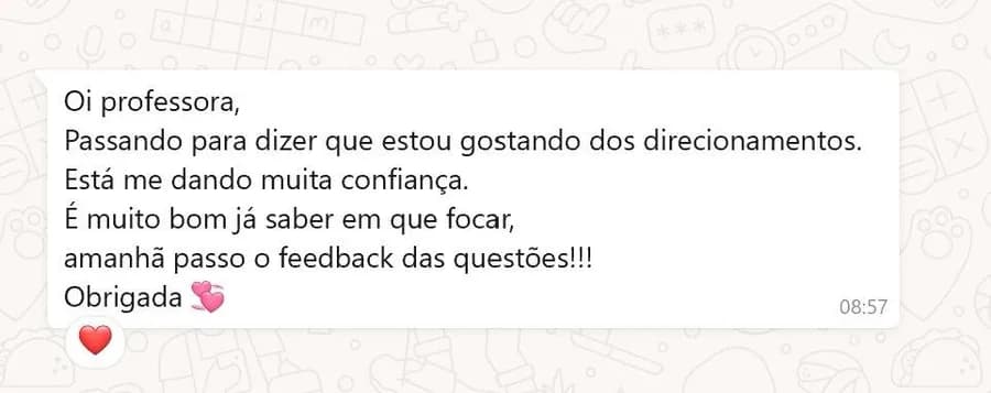 Mensagem de um aluno da Foco Procuradorias